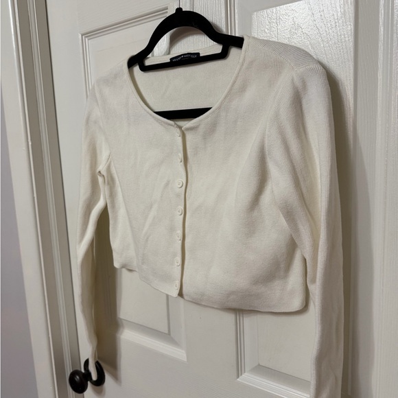Brandy Melville John Galt‎ Athelia Cropped ribbed Cardigan white - Picture 3 of 6